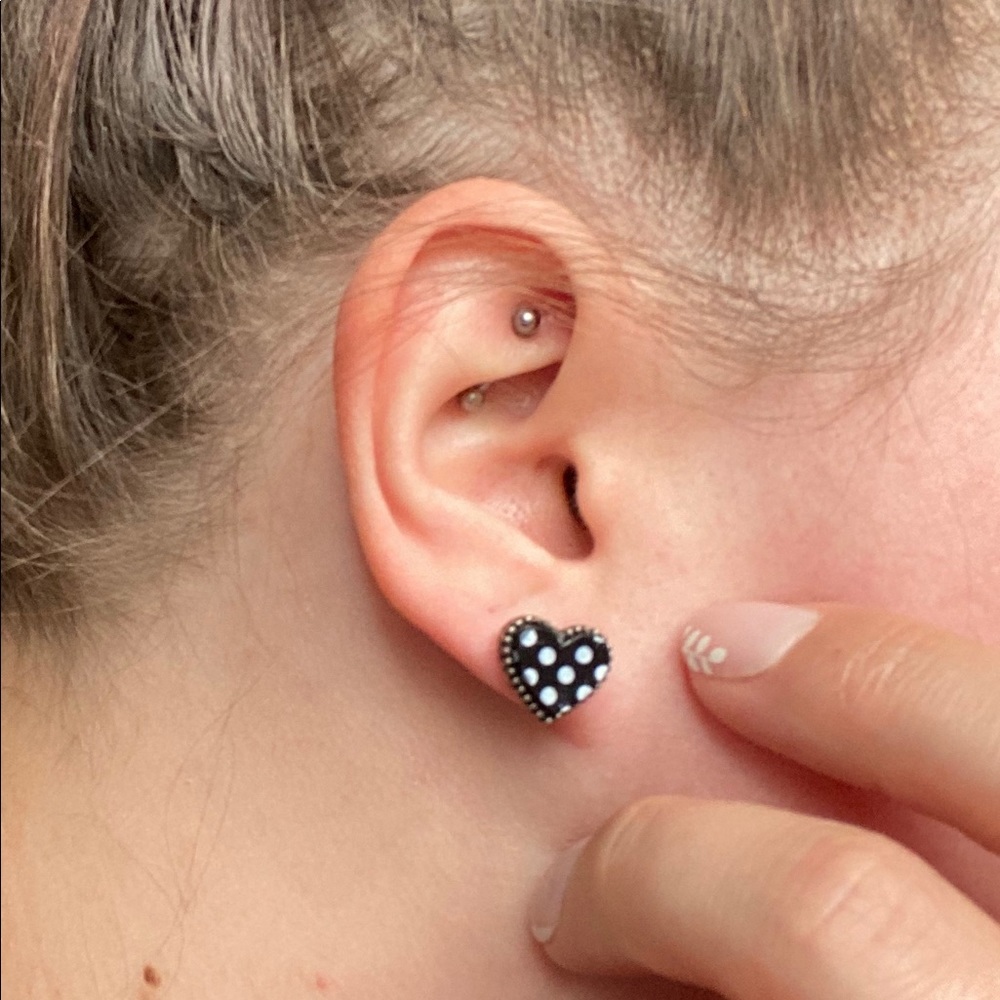 FREE with any purchase! Polka dot heart earrings